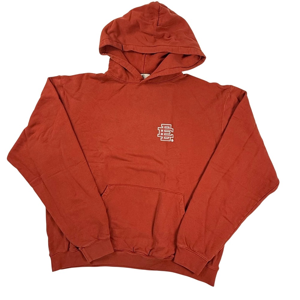 Eric Emanuel EE Basic Hoodie Mens XL Rust Red Embroidered Logo Fleece Sweatshirt